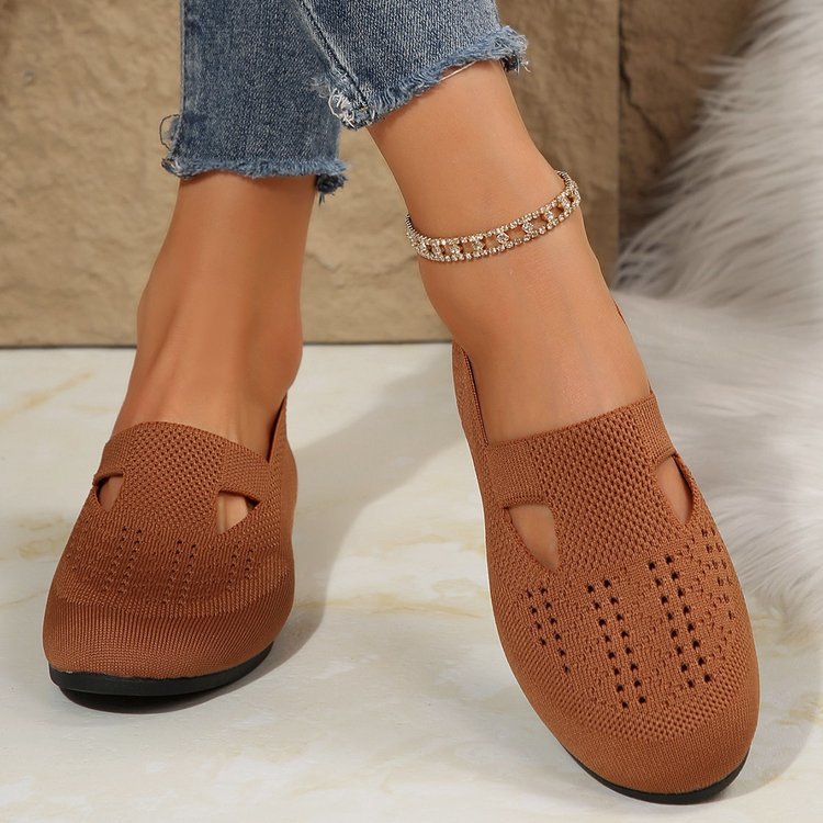 Chaussures slip-on femme – Tricot doux – Bout rond – Respirantes confort orthopédique