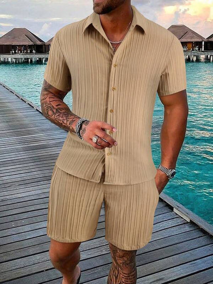 Ensemble chemise homme – Coupe décontractée – Manches courtes – Coton léger – Boutonnée
