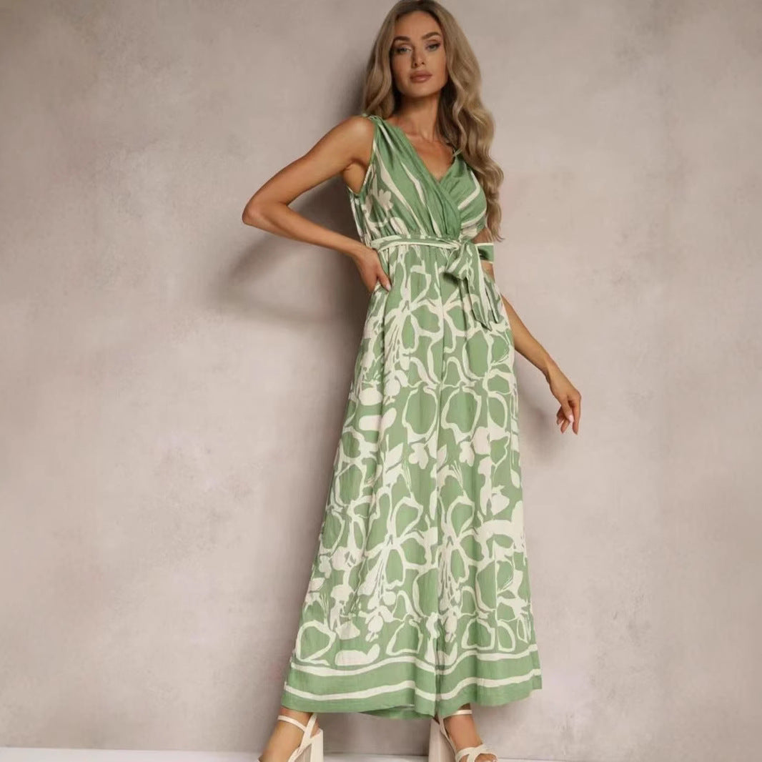 Combinaison Femme – Coupe Fluide – Sans Manches – Ceinture à Nouer