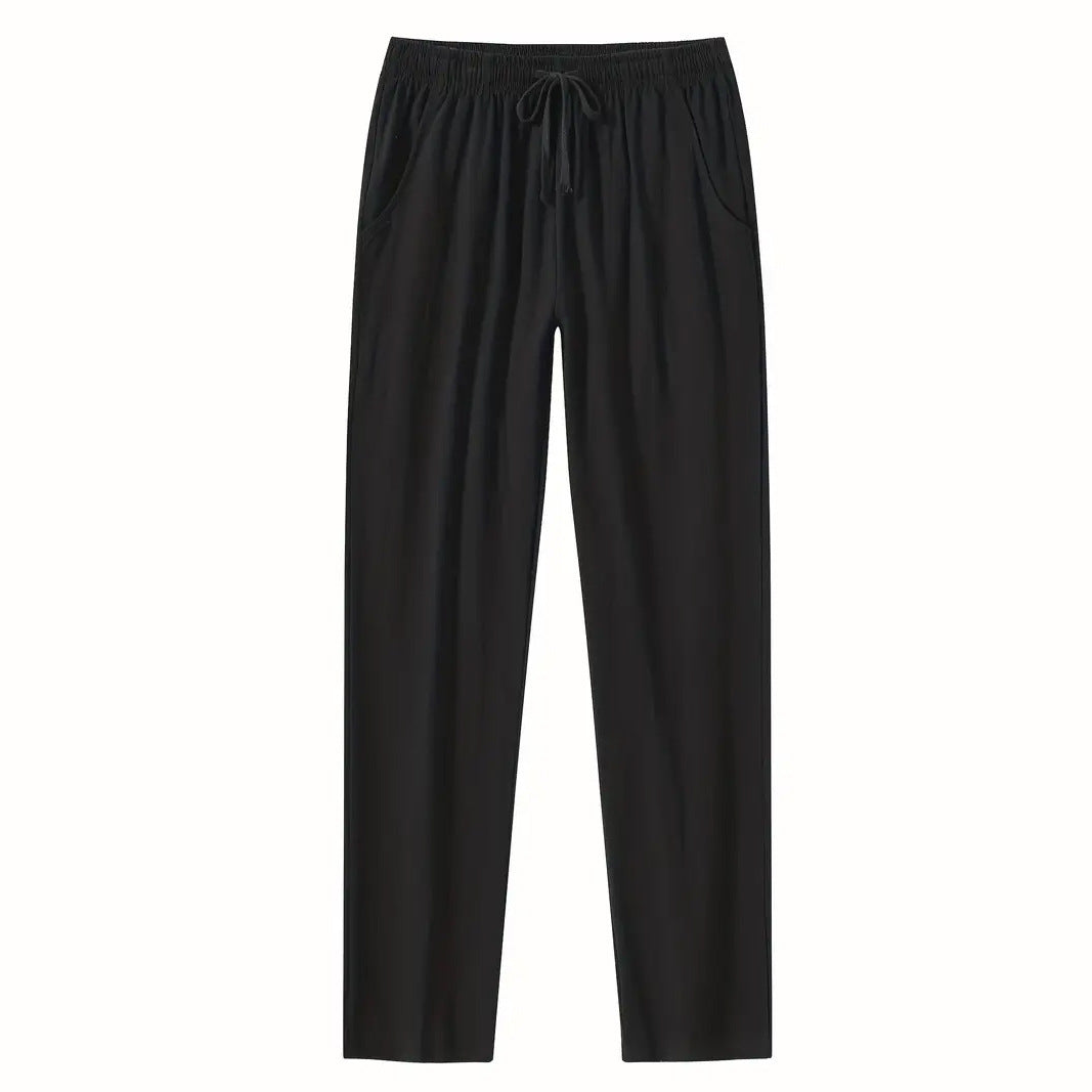 Pantalon femme – Coupe décontractée – Coton – Taille élastique avec cordon – Longueur cheville