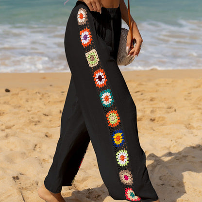 Pantalon femme – Coupe fluide – Jambe évasée – Coton respirant – Détail crochet
