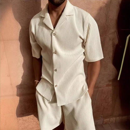 Chemise homme à manches courtes – Coupe décontractée – Tissu côtelé doux