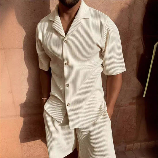 Chemise homme à manches courtes – Coupe décontractée – Tissu côtelé doux