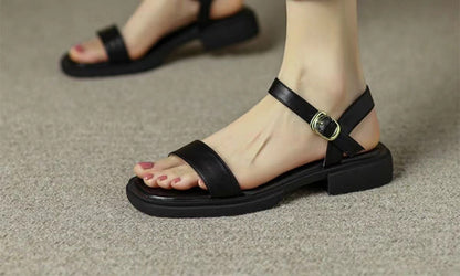 Sandales femme – Semelle épaisse – Bout carré ouvert – Brides ajustables confort