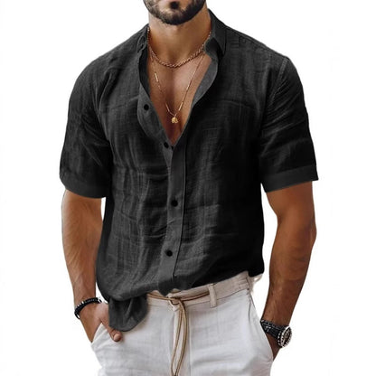 Chemise homme à manches courtes – Coupe décontractée – Tissu respirant – Col à revers