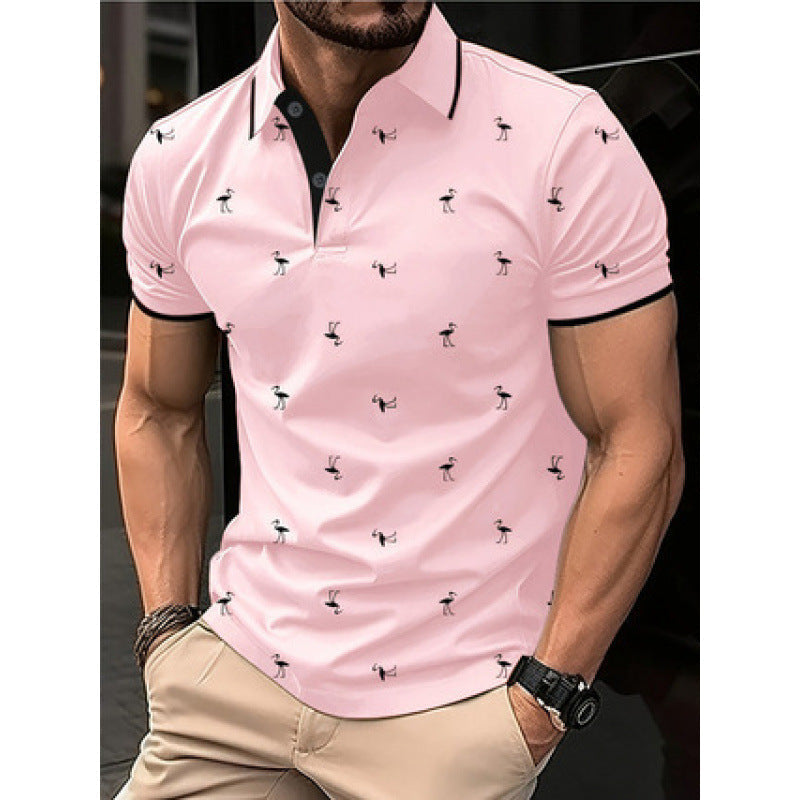 Men's polo – Regular fit – Classic collar – Printed – Cotton blend