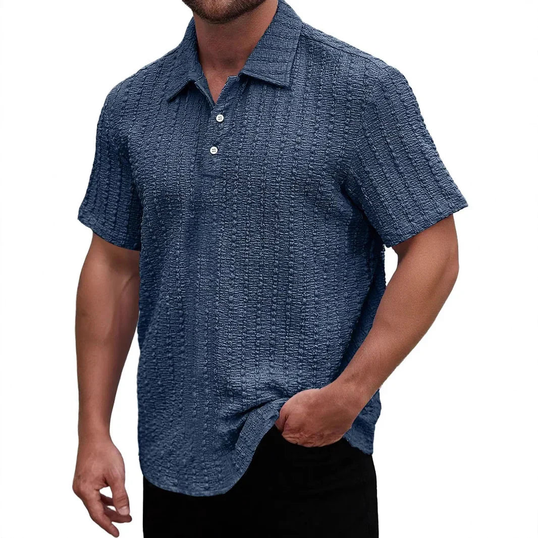 Men's polo – Straight cut – Textured knit – Breathable comfortable fabric