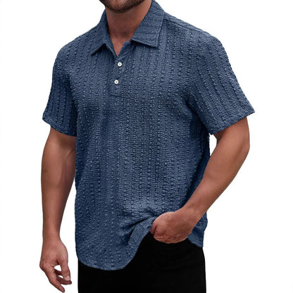 Men's polo – Straight cut – Textured knit – Breathable comfortable fabric