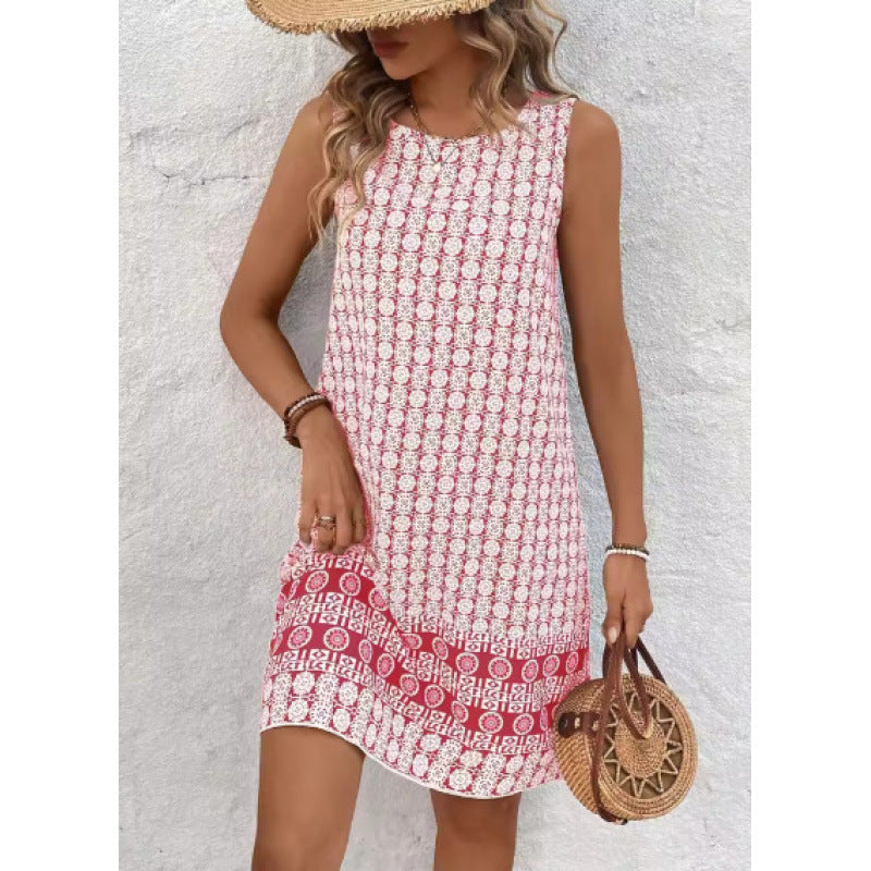 Robe femme droite – coton – sans manches – coupe fluide