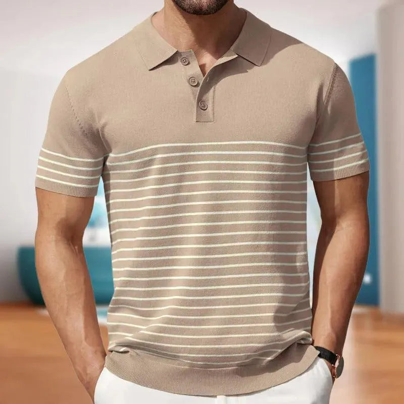 Men's polo – Soft knit – Classic fit – Short sleeves – Elegantly striped