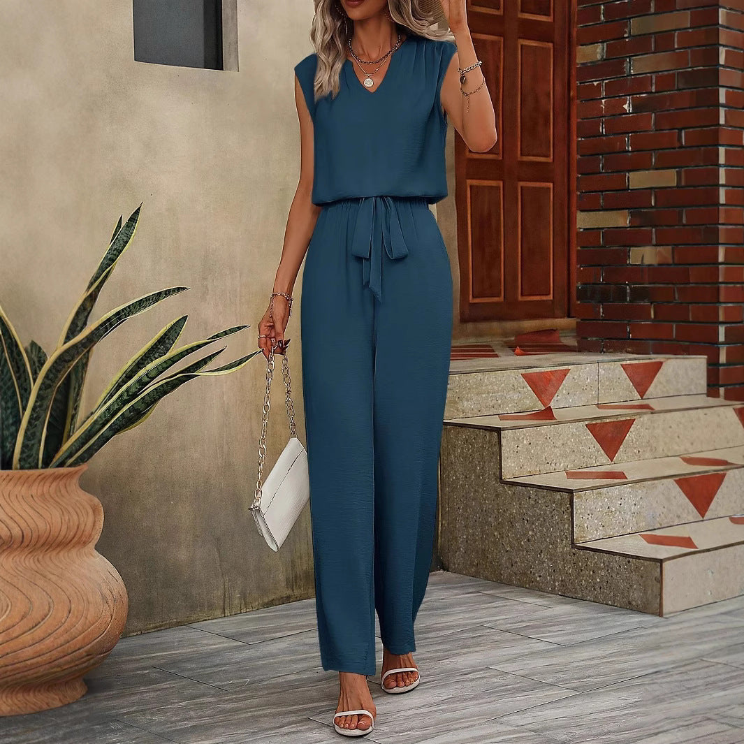 Ensemble Femme Top Sans Manches et Pantalon – Tissu Respirant – Coupe Ample – Taille Ajustable