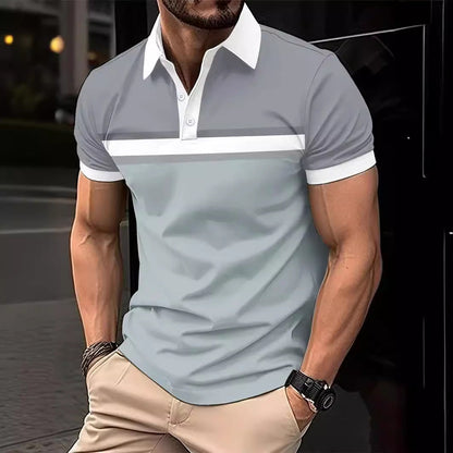 Polo homme – Coupe slim – Coton – Rayures poitrine – Manches courtes