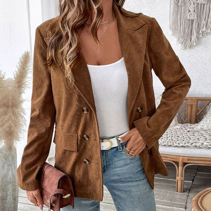 Women's blazer – Tailored fit – Corduroy – Double-breasted – Notched collar