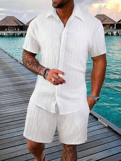 Ensemble chemise homme – Coupe décontractée – Manches courtes – Coton léger – Boutonnée