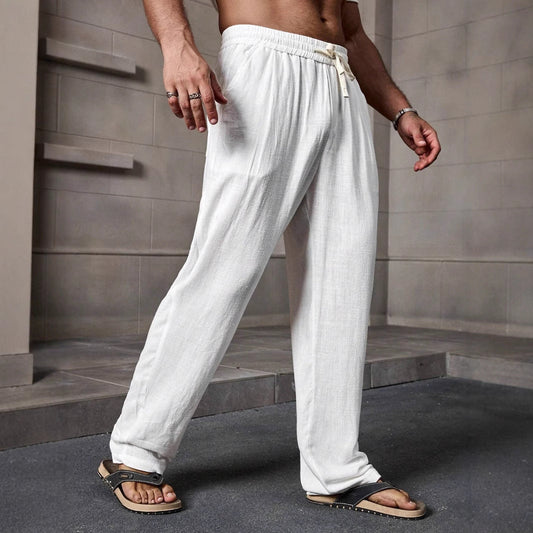 Pantalon homme décontracté – Coupe ample – Taille élastique avec cordon – Longueur cheville