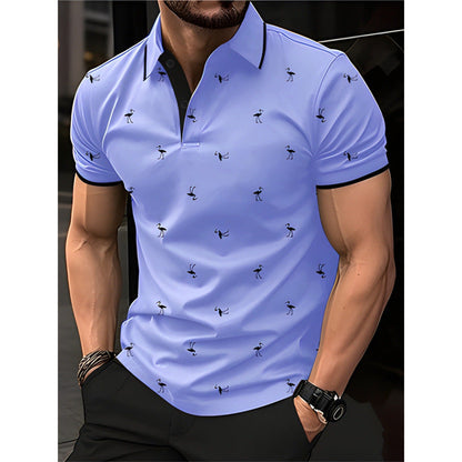 Men's polo – Regular fit – Classic collar – Printed – Cotton blend