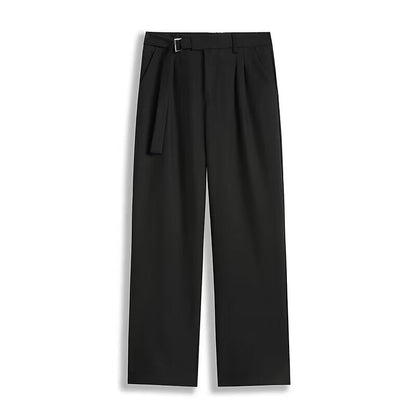Pantalon droit pour homme - Coupe décontractée - Longueur cheville - Ceinture ceinturée
