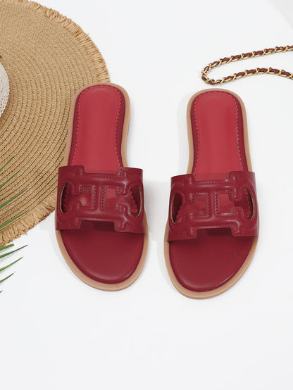 Sandales plates femme – Bout ouvert – Bride ajourée – Enfilage facile – Style décontracté