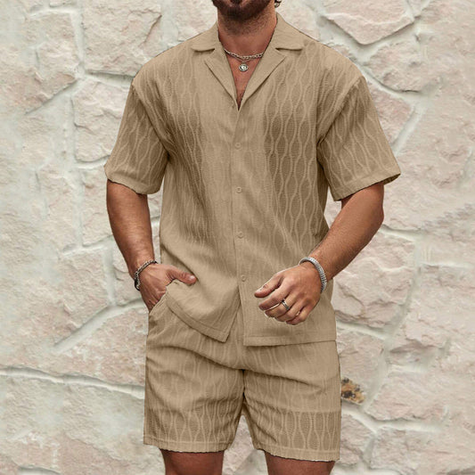 Ensemble Homme Décontracté – Chemise à Manches Courtes et Short – Coupe Ample – Tissu Respirant