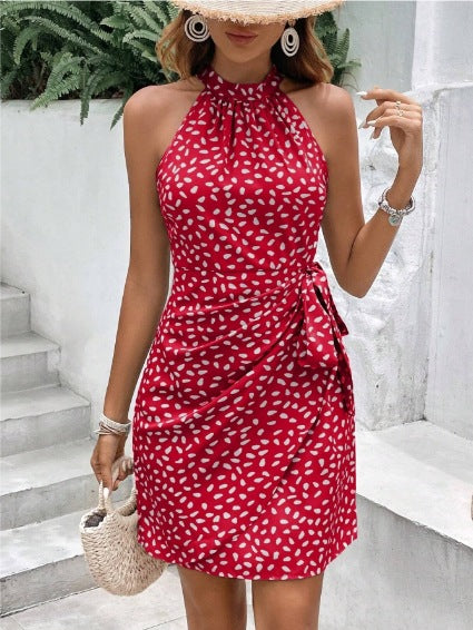 Robe portefeuille femme – Mini ajustée – Col halter – Tissu luxueux froncé