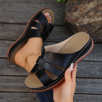 Sandales à talon compensé femme – Facile à enfiler – Découpes – Bout ouvert élégantes