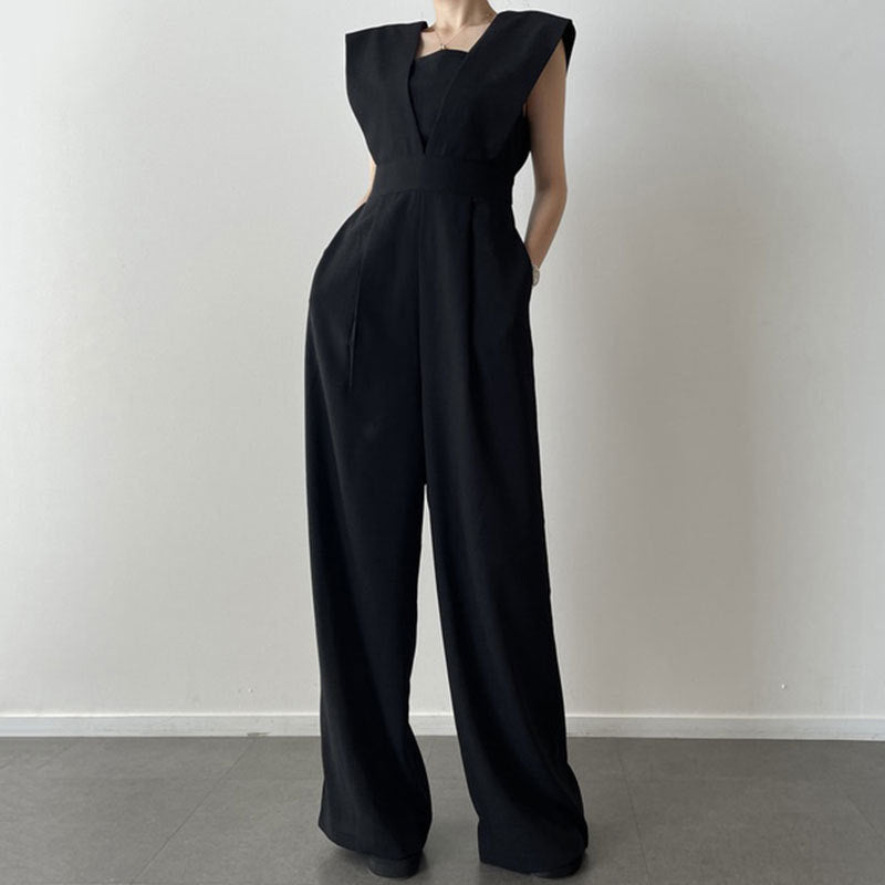 Combinaison femme sans manches – Taille haute – Jambes larges – Encolure carrée