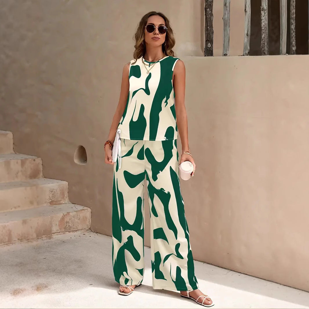 Ensemble Femme 2 Pièces – Débardeur Fluide et Pantalon Large – Tissu Respirant