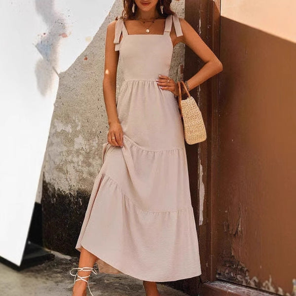 Robe femme évasée – Coton – Bretelles réglables – Coupe midi sans manches