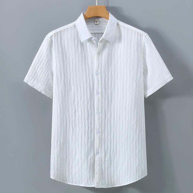 Chemise homme – Coupe décontractée – Tissu respirant – Manches courtes – Toucher texturé