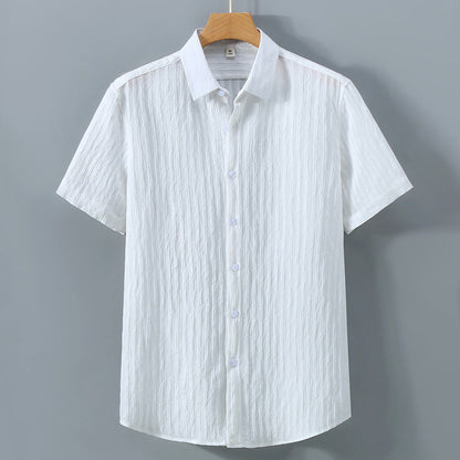 Chemise homme – Coupe décontractée – Tissu respirant – Manches courtes – Toucher texturé