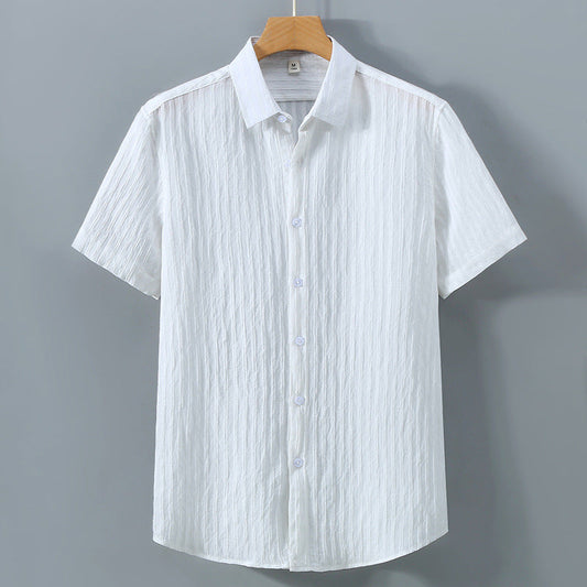 Chemise homme – Coupe décontractée – Tissu respirant – Manches courtes – Toucher texturé