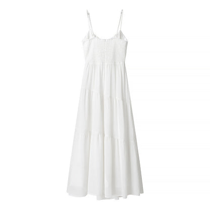 Robe longue femme – Bretelles fines – Dos nu – Coupe fluide – Jupe volantée