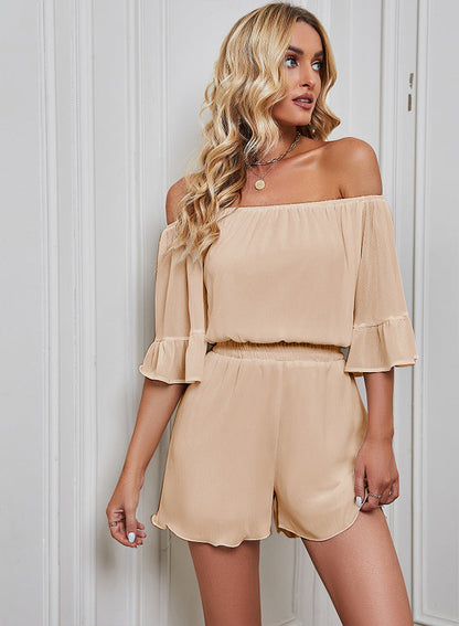 Combinaison Femme – Épaules Dénudées – Manches Évasées – Taille Élastique
