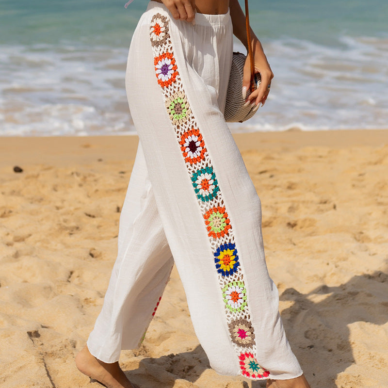 Pantalon femme – Coupe fluide – Jambe évasée – Coton respirant – Détail crochet