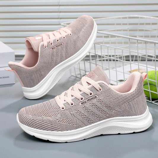Chaussures de running femme – Tricot respirant – Semelle amortissante – Lacets ajustables