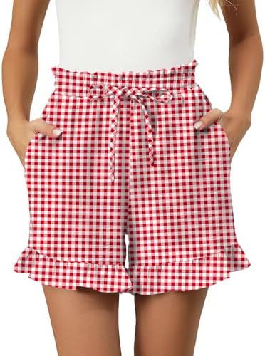 Short femme – Coupe décontractée – Taille élastique à cordon – Ourlet volanté