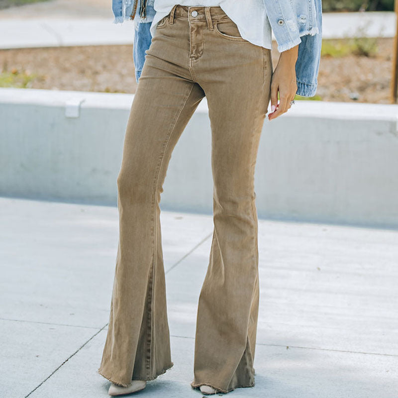 Women's bootcut jeans – High rise – Flared leg – Ankle length – Denim