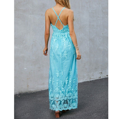 Robe longue femme – Coupe élégante – Broderie florale – Tissu léger respirant