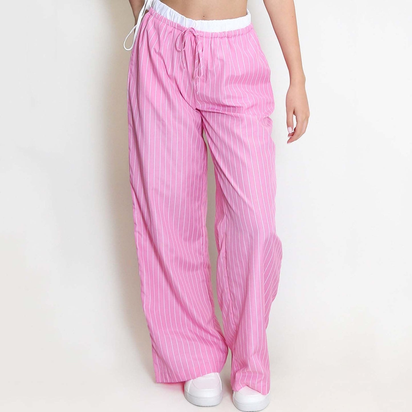 Pantalon large femme – Coupe ample – Tissu confortable – Taille cordon – Avec poches
