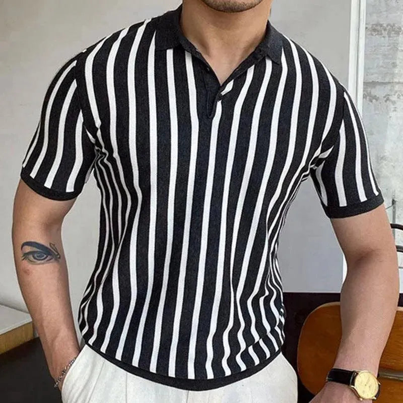 Polo men – Slim cut – Vertical stripes – Short sleeves – Breathable fabric