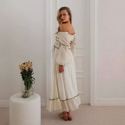 Ensemble Deux Pièces Femme – Haut Épaules Dénudées – Jupe Longue – Style Bohème