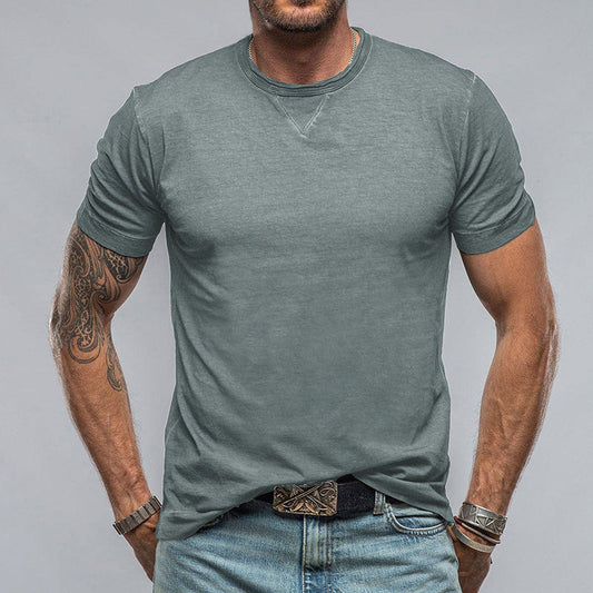 T-shirt homme – Coupe décontractée – Coton – Col rond – Manches courtes