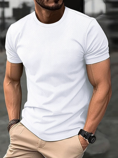 T-shirt homme – Coupe slim – Jacquard de coton – Manches courtes col rond
