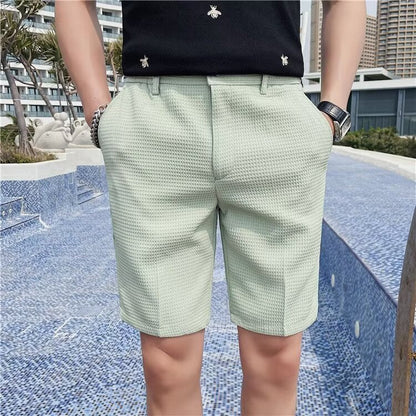 Short chino homme – Coupe slim – Tissu structuré – Poches latérales – Fermeture bouton