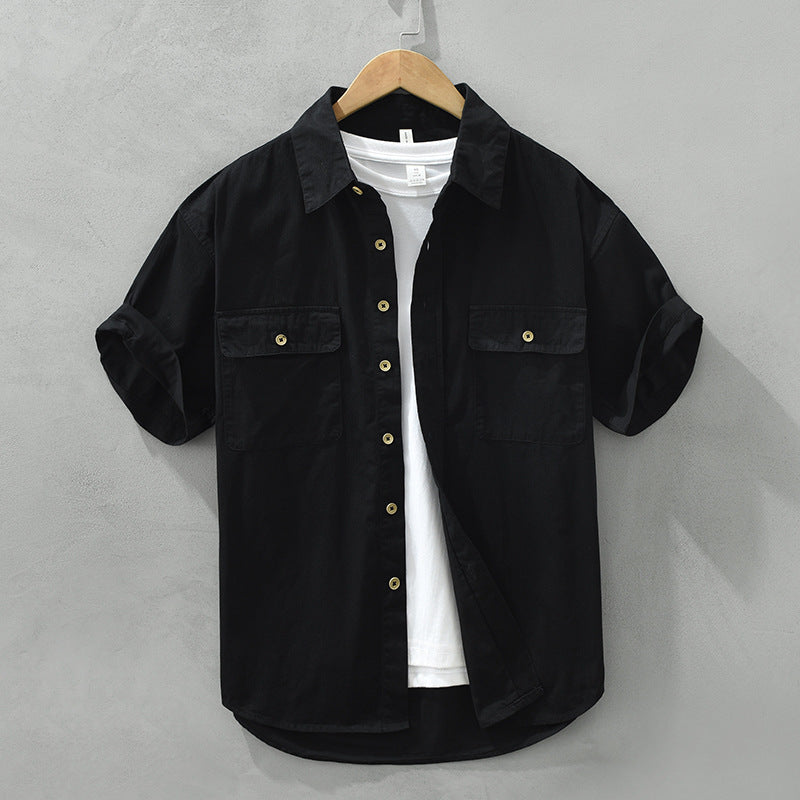 Chemise de travail homme – Coupe décontractée – Manches courtes – Fibre naturelle résistante