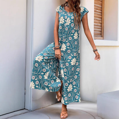 Combinaison femme – Coupe ample – Jambe large – Manches courtes – Imprimé floral