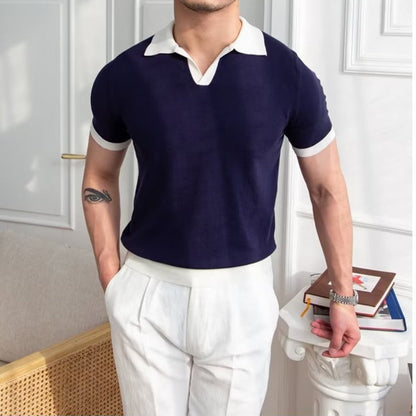 Polo homme – Tissu doux respirant – Coupe droite – Manches courtes côtelées