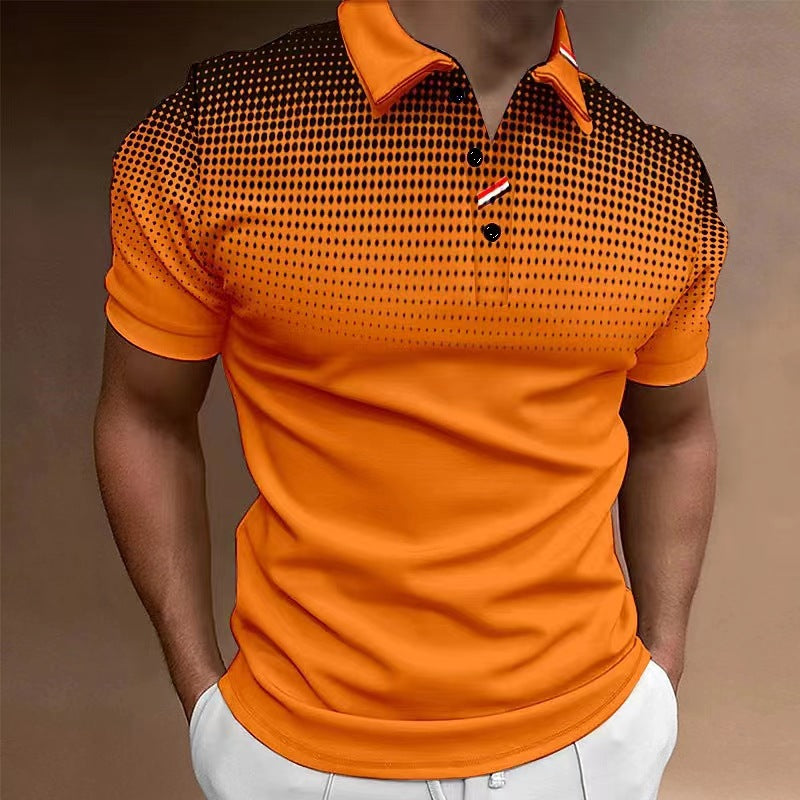 Men's polo – Slim fit – Soft cotton – Short sleeves – Gradient polka dot pattern