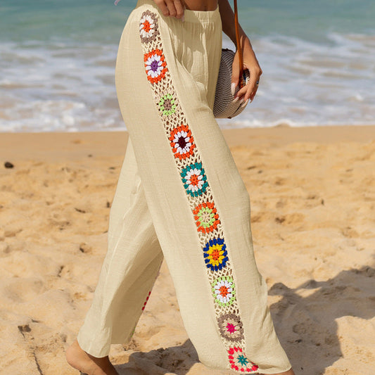 Pantalon femme – Coupe fluide – Jambe évasée – Coton respirant – Détail crochet