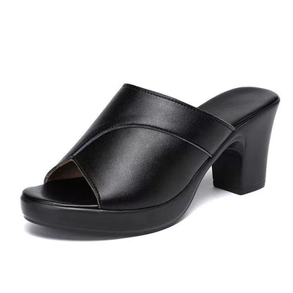 Mules à Talons Femme – Bout Ouvert – Talon Bloc – Enfilage Confortable – Style Épuré